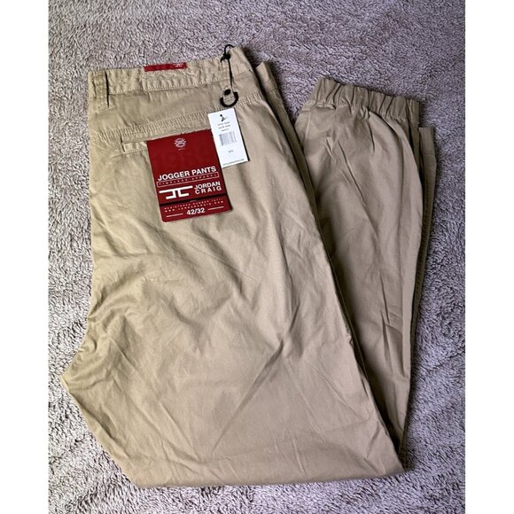 Jordan Craig Joggers Pants Mens Size 42x32 Tan Khaki Cotton Pockets Tapered Leg - Picture 16 of 16